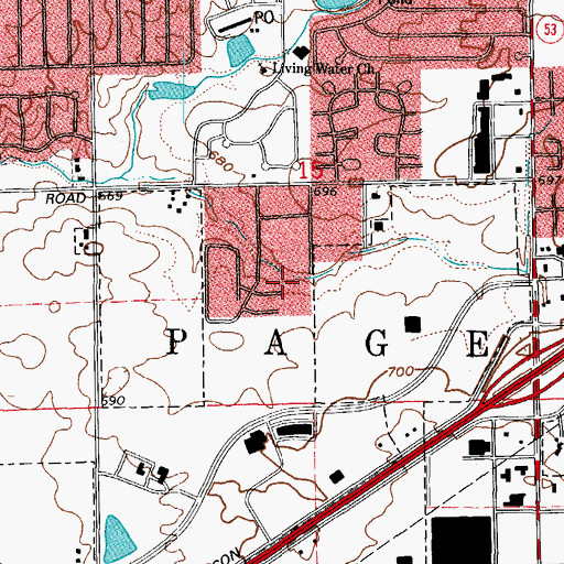 Topographic Map of Bloomfield Village, IL