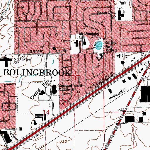 Topographic Map of Kings Park, IL