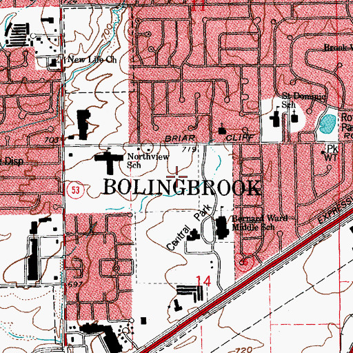 Topographic Map of Beaconridge, IL