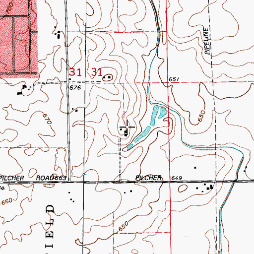 Topographic Map of Prairie Ponds, IL