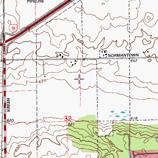 Topographic Map of Meadowdale Estates, IL
