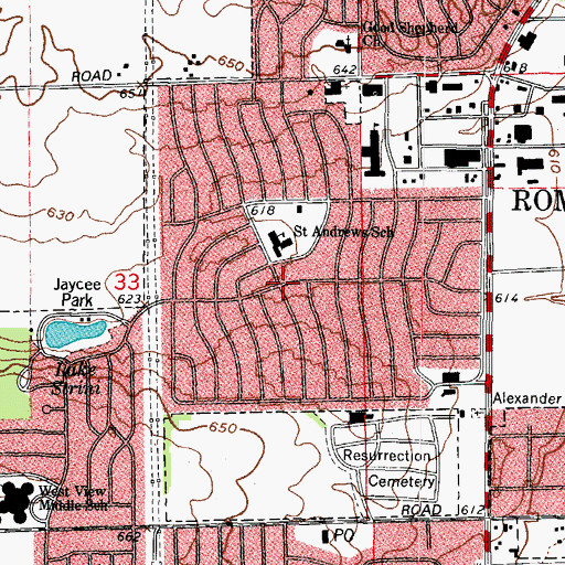 Topographic Map of Hampton Park, IL