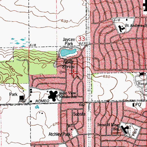 Topographic Map of Haley Meadows, IL