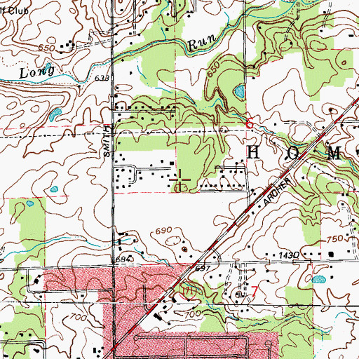 Topographic Map of Basham Carriage Manor Estates, IL