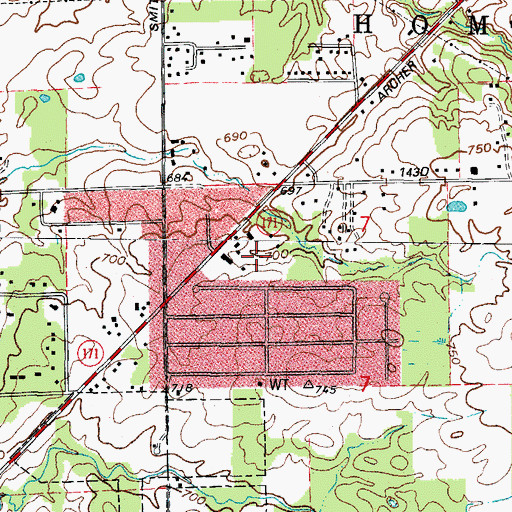 Topographic Map of Boula, IL