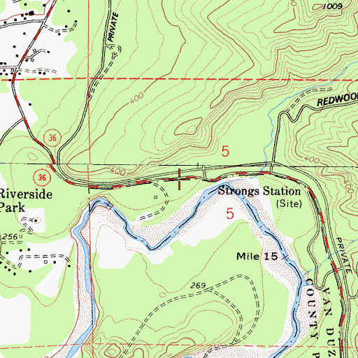 Topographic Map of Strongs Station, CA