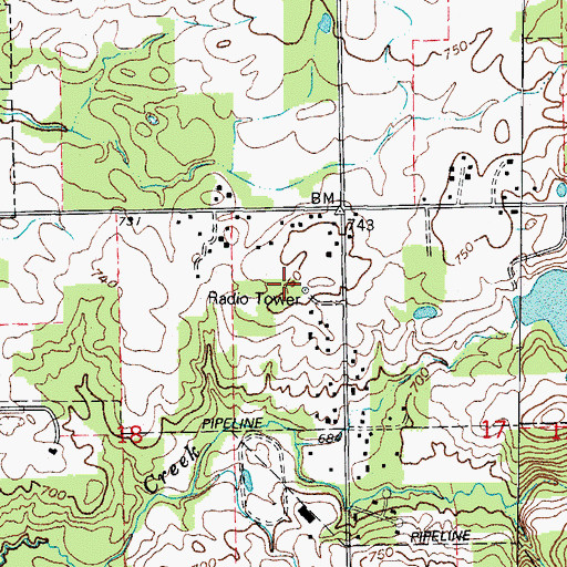 Topographic Map of Whispering Pines, IL