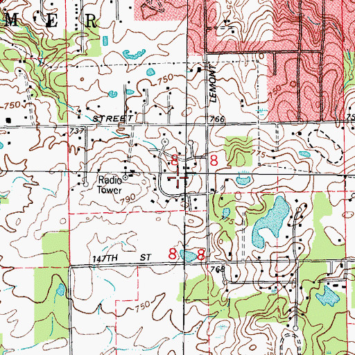 Topographic Map of Stately Oaks, IL