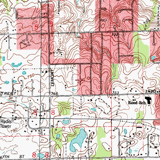 Topographic Map of Stately Acres, IL