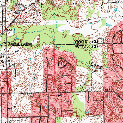 Topographic Map of Long Run Creek, IL