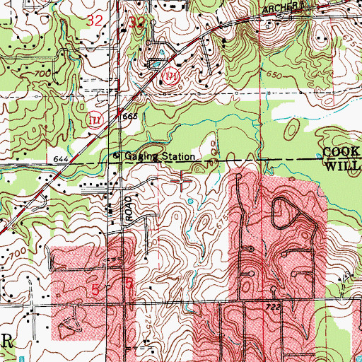 Topographic Map of Foxley Acres, IL