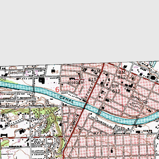 Topographic Map of War Memorial Hospital, MI