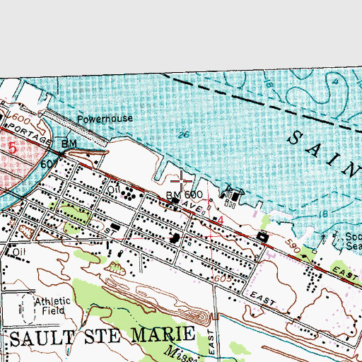 Topographic Map of Soo Locks Campground, MI