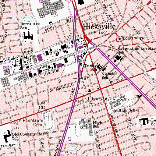 Topographic Map of Hicksville Medical Arts Building, NY