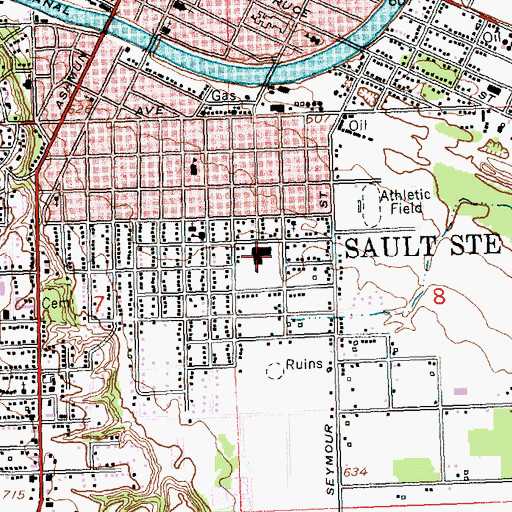 Topographic Map of Lincoln Elementary School, MI