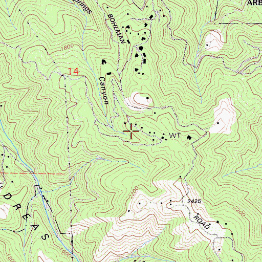 Topographic Map of Stuart Camp, CA