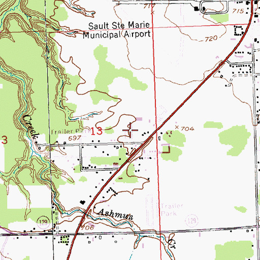 Topographic Map of Soo Plaza Shopping Center, MI