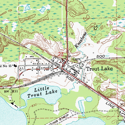 Topographic Map of Trout Lake Post Office, MI