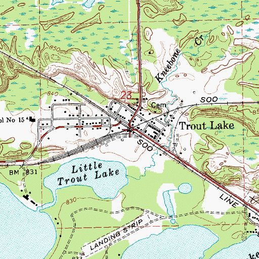 Topographic Map of Trout Lake Station, MI