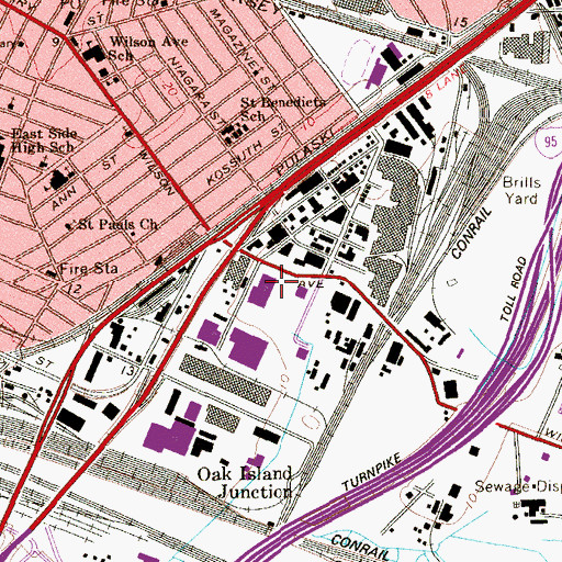 Topographic Map of Ruppert Stadium (historical), NJ