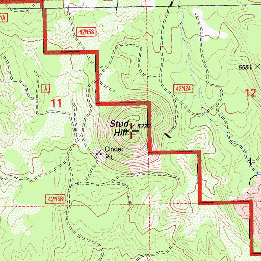 Topographic Map of Stud Hill, CA