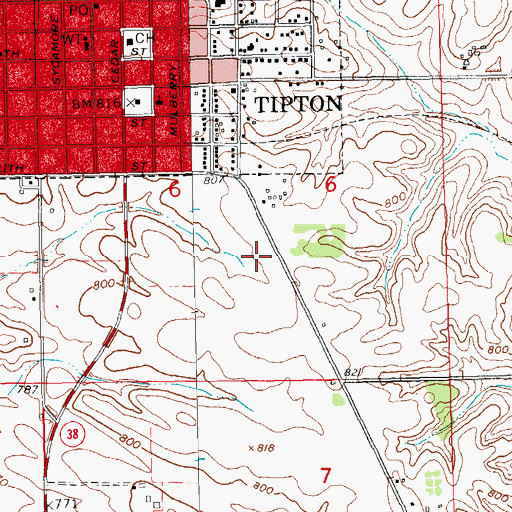 Topographic Map of Cedar County Jail, IA