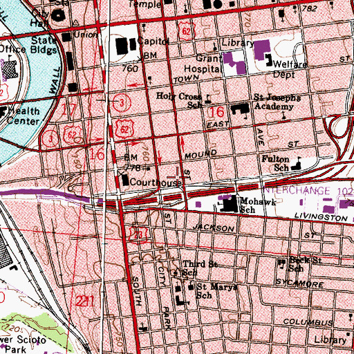 Topographic Map of Columbus Division of Fire Station 2 and 3 Nance / Hoster Fire Station, OH