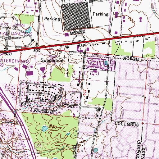 Topographic Map of Columbus Division of Fire Station 5 Olde Orchard Fire Station, OH