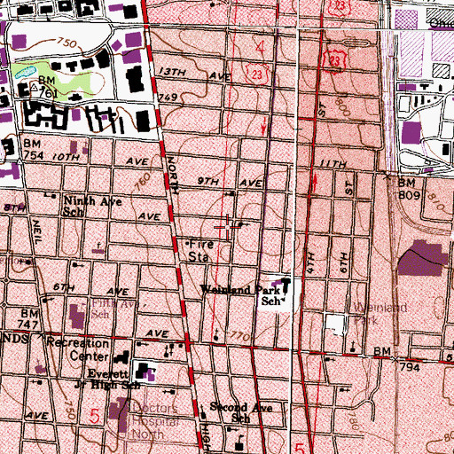 Topographic Map of Columbus Division of Fire Station 7 Buckeye Fire Station, OH