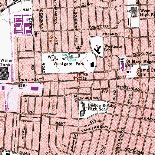 Topographic Map of Columbus Division of Fire Station 12 Lieutenant Frank D Grashel Fire Station, OH