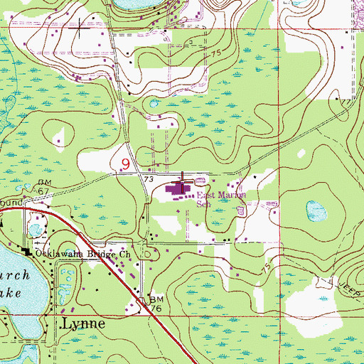 Topographic Map of East Marion Elementary School, FL