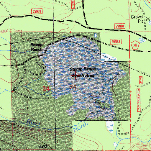 Topographic Map of Stump Ranch, CA