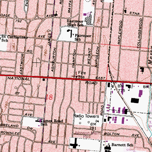 Topographic Map of Columbus Division of Fire Station 21 Eastmoor Fire Station, OH