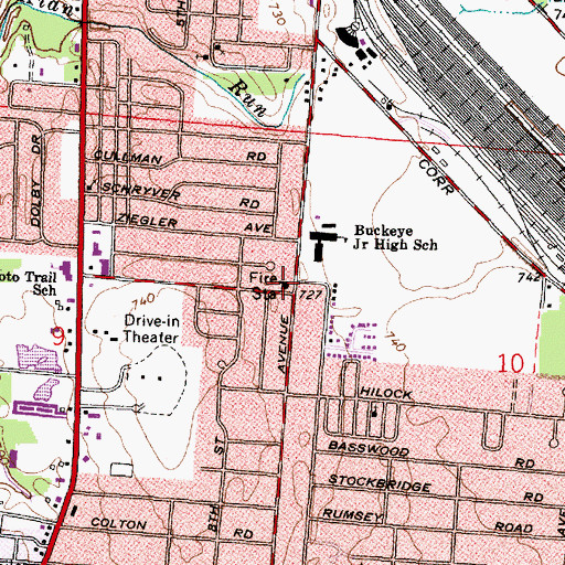 Topographic Map of Columbus Division of Fire Station 22 Lieutenant Jack Russ / Southgate Fire Station, OH