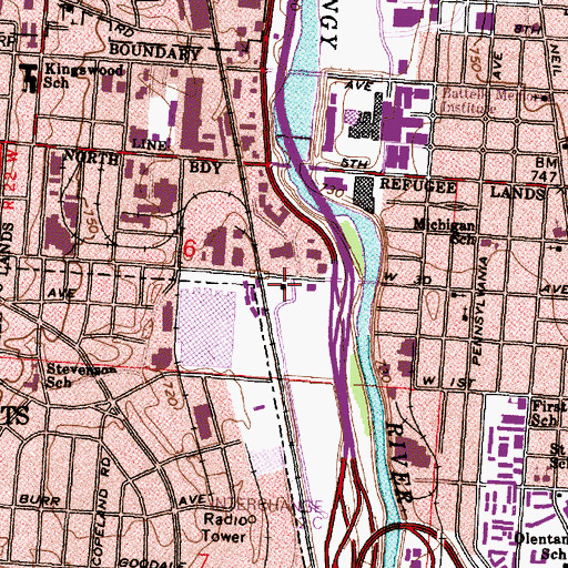 Topographic Map of Columbus Division of Fire Station 25 Henry Hank Gowdy Fire Station, OH