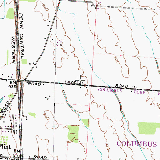 Topographic Map of Columbus Division of Fire Station 33 County Line Fire Station, OH