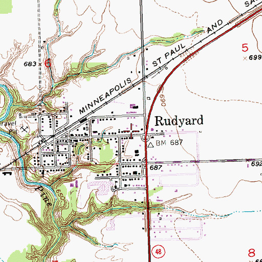 Topographic Map of Rudyard Bible Church, MI
