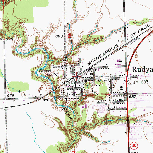 Topographic Map of Rudyard Station, MI