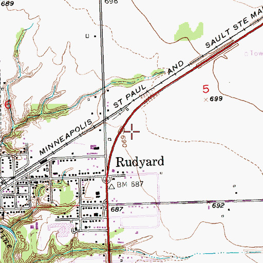 Topographic Map of Rudyard Township Park, MI