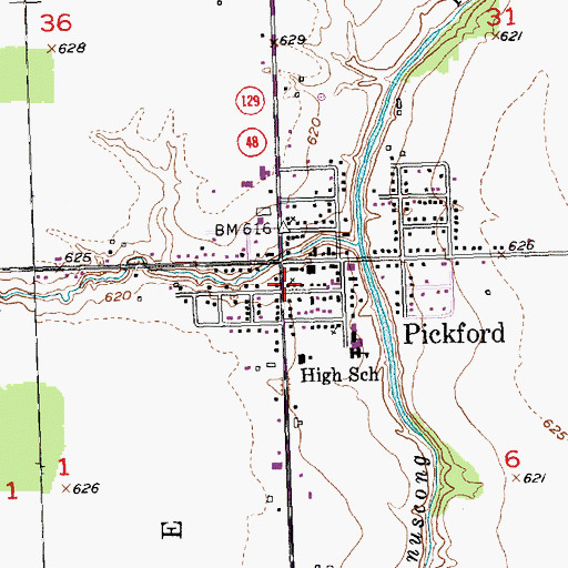 Topographic Map of Pickford Church of the Nazarene, MI