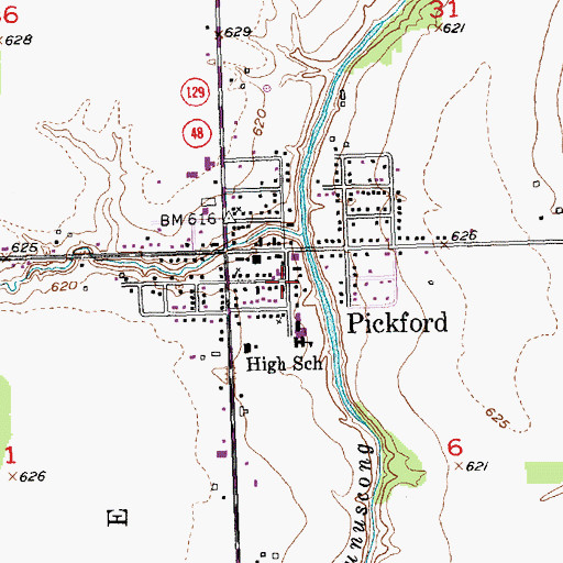 Topographic Map of United Methodist Church, MI