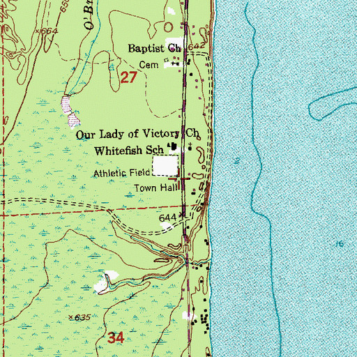 Topographic Map of Whitefish Township Community Library, MI