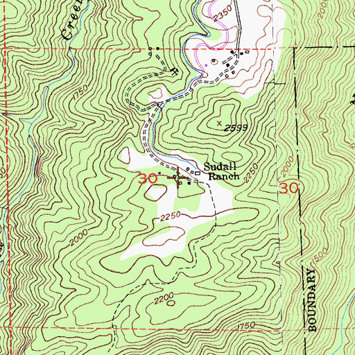 Topographic Map of Sudall Ranch, CA
