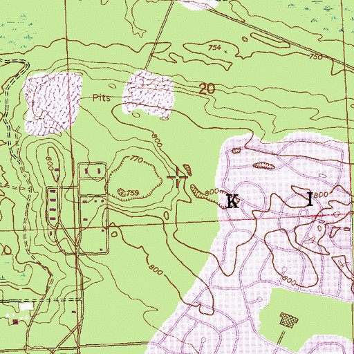 Topographic Map of Oaks at Kincheloe Golf Course, MI
