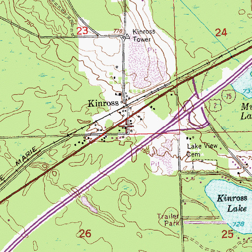 Topographic Map of Open Door Baptist Indian Church, MI