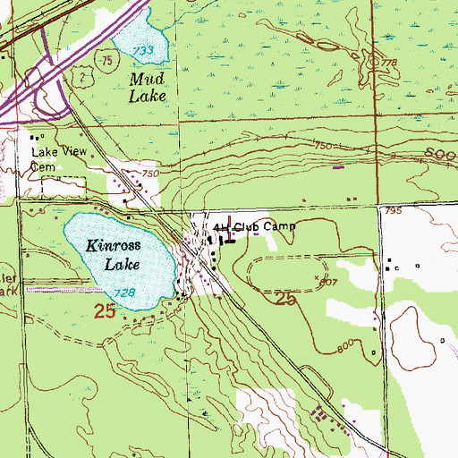 Topographic Map of Kinross Township Park, MI