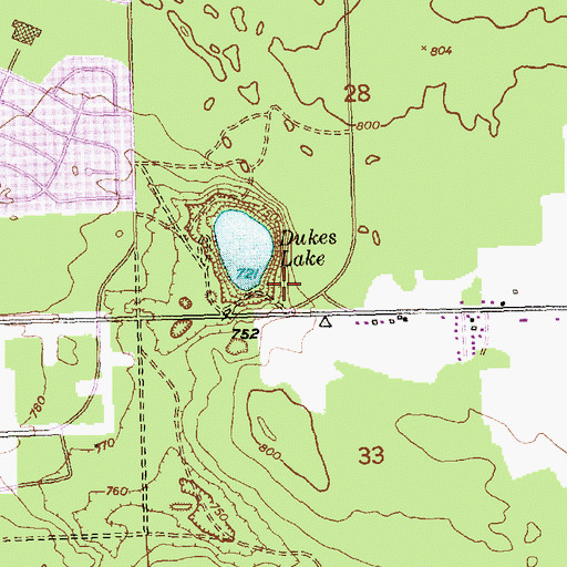 Topographic Map of Dukes Lake Beach, MI