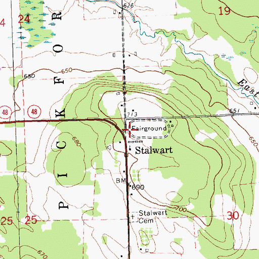 Topographic Map of Stalwart Presbyterian Church, MI