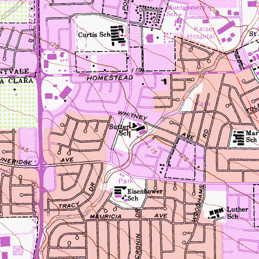 Topographic Map of Sutter Elementary School, CA