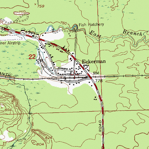 Topographic Map of Eckerman Post Office, MI